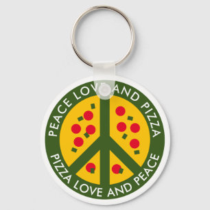 Peace Love and Pizza funny custom pizzeria name Key Ring