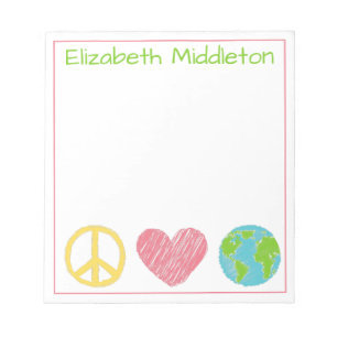 Peace Love and Planet Earth Personalised Notepad