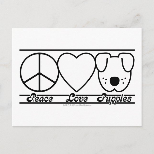 Peace Love and Puppies Postcard (Front)