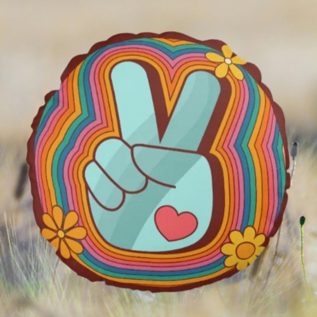 Peace, Love and Rainbows Round Cushion (Creator Uploaded)