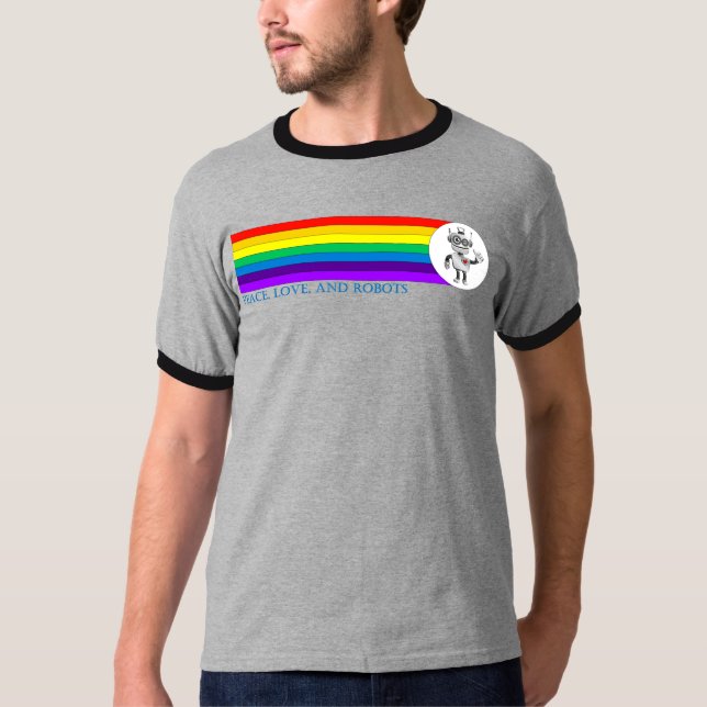 Peace, Love, and Robots T-Shirt (Front)