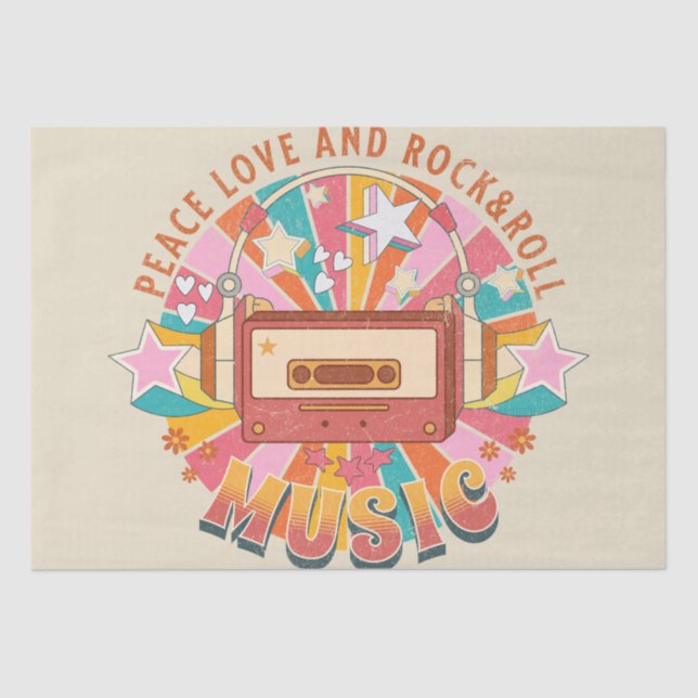 Peace love and rock & roll tissue paper (Front)