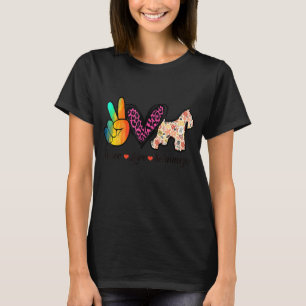 Peace Love And Schnauzer Floral Colourful Dog T-Shirt