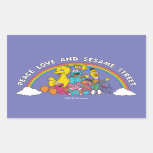 Peace, Love and Sesame Street Rectangular Sticker