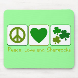 Peace, Love and Shamrocks Mouse Pad