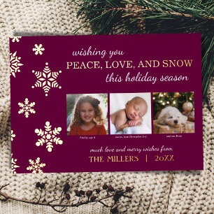 Peace Love and Snow Foil Holiday Card