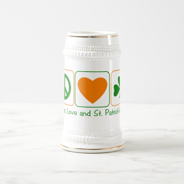Peace, Love and St. Patrick's Day Beer Stein (Center)