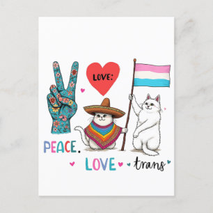 Peace Love and Trans LGBTQ Transgender  Announcement Postcard