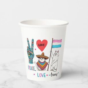 Peace Love and Trans LGBTQ Transgender Paper Cups