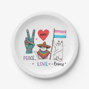 Peace Love and Trans LGBTQ Transgender Paper Plate