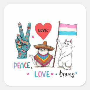Peace Love and Trans LGBTQ Transgender Square Sticker