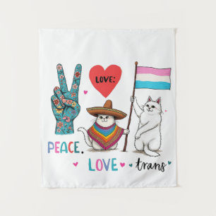 Peace Love and Trans LGBTQ Transgender Tapestry