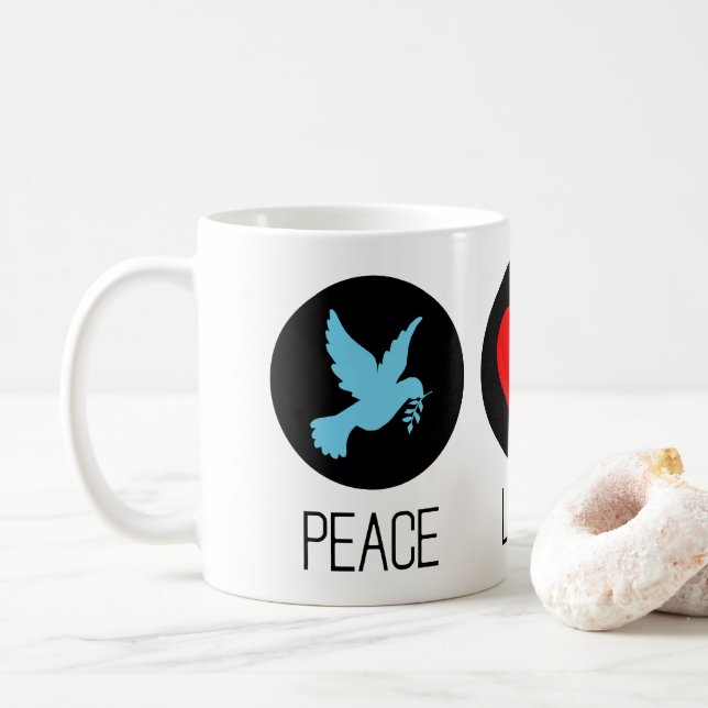Peace love and unicorns coffee mug (With Donut)