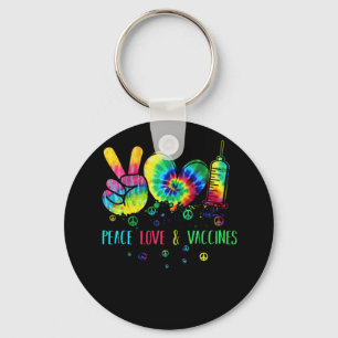 Peace Love and Vaccinated Tie Dye Key Ring
