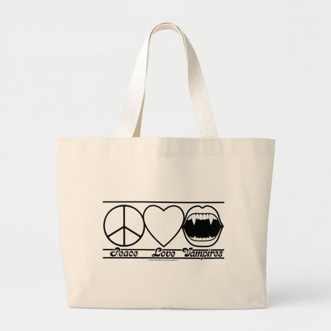 Peace Love and Vampires Large Tote Bag (Front)