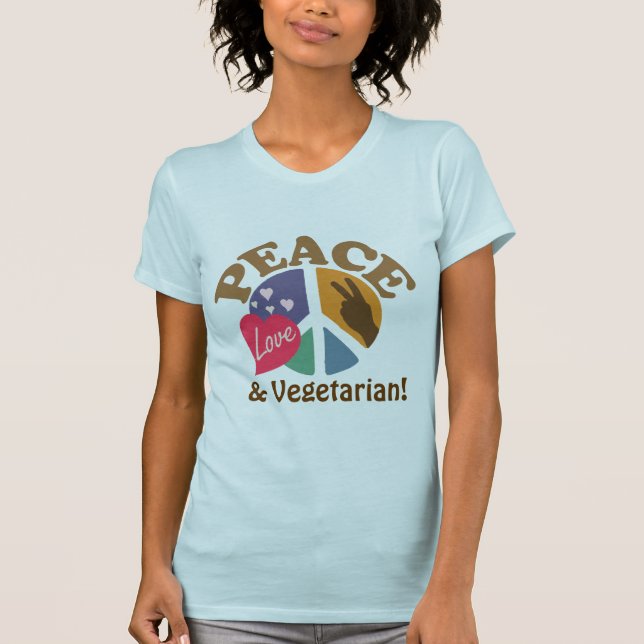 Peace Love and Vegetarian T-Shirt (Front)