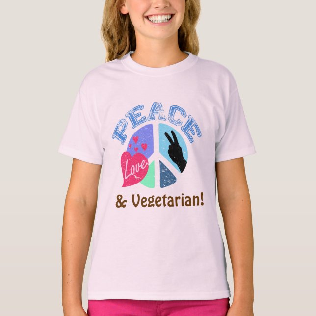 Peace Love and Vegetarian T-Shirt (Front)