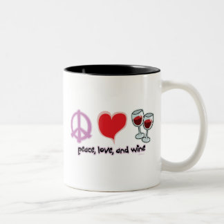 Peace, Love, and Wine Two-Tone Coffee Mug