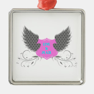Peace Love Angel Wings Design Metal Tree Decoration