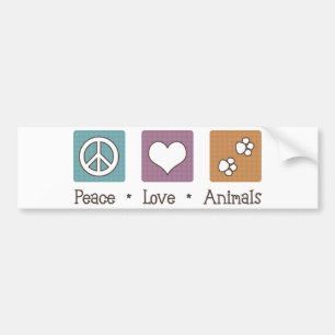 Peace Love Animals (Two Paws) Bumper Sticker