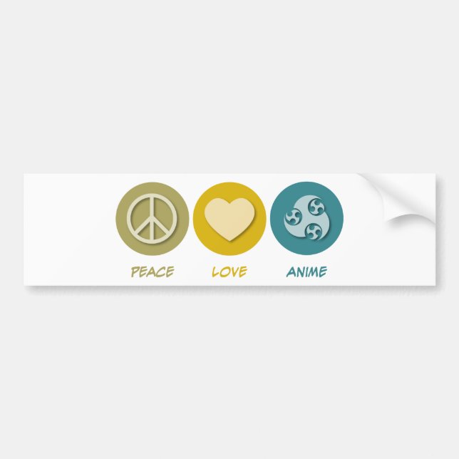Peace Love Anime Bumper Sticker (Front)