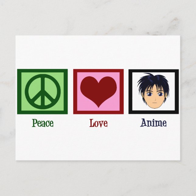 Peace Love Anime Postcard (Front)