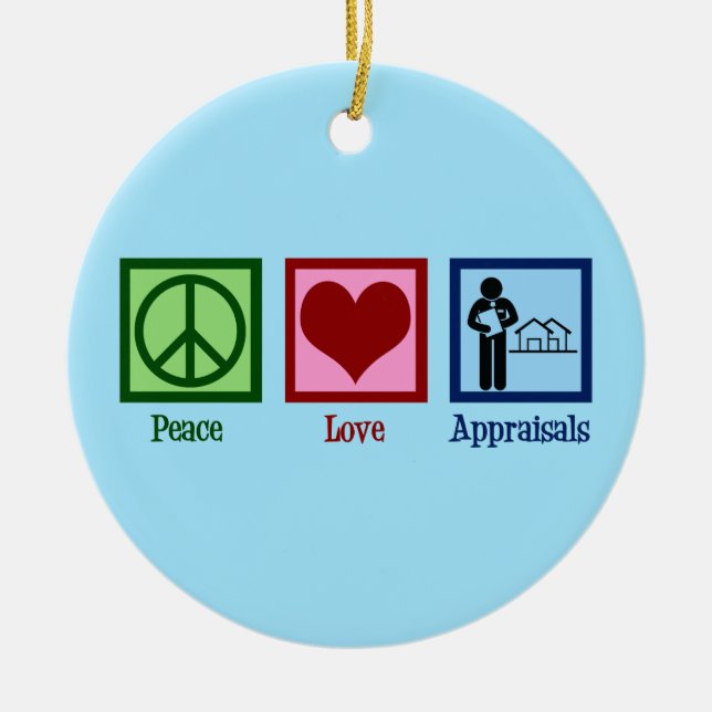 Peace Love Appraisals Ceramic Tree Decoration (Front)