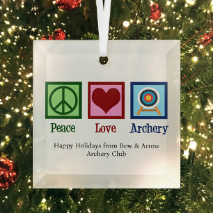 Peace Love Archery Custom Christmas Glass Tree Decoration