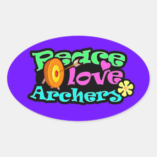 Peace, Love, Archery Oval Sticker