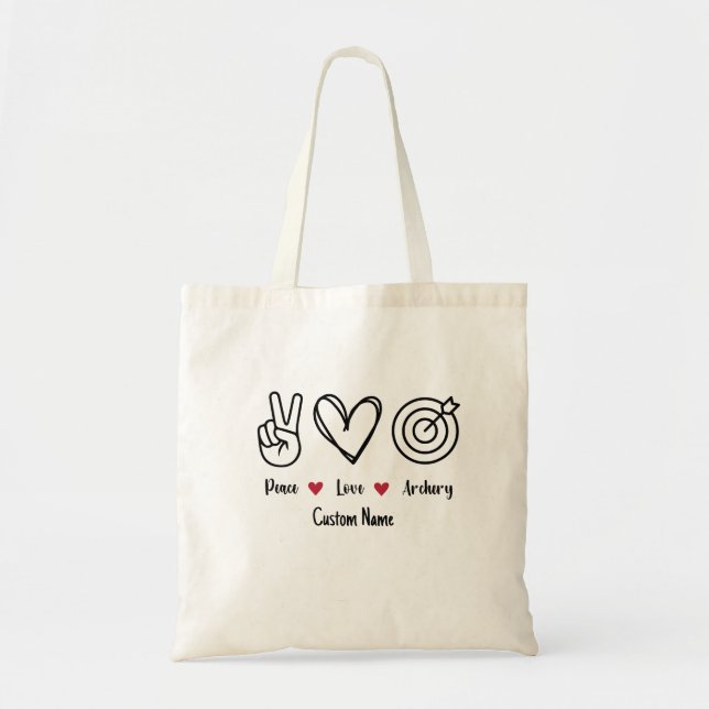 Peace, Love, Archery Tote Bag (Front)