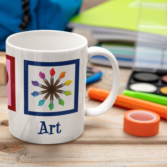 Peace Love Art Teacher Cute Paintbrush Coffee Mug (Creator Uploaded)
