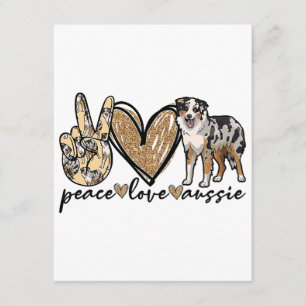 Peace, Love, Aussie, Australian Shepherd Dog, Pets Enclosure Card