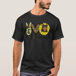 Peace Love Australian Kelpie Dog Sunflower T-Shirt