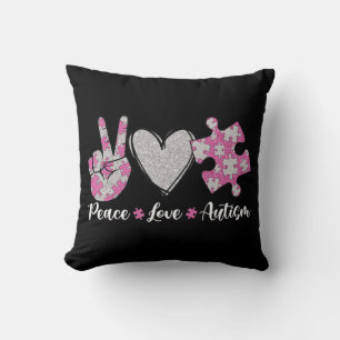 Peace Love Autism Autism Awareness Month Puzzle He Cushion