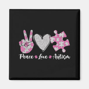 Peace Love Autism Autism Awareness Month Puzzle He Magnet