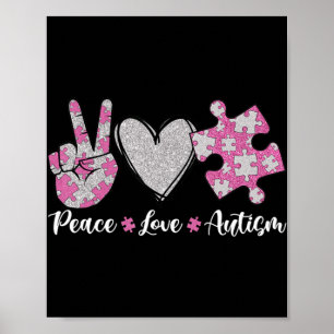 Peace Love Autism Autism Awareness Month Puzzle He Poster