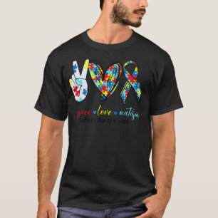 Peace Love Autism Awareness For Men Women Kids Bo T-Shirt