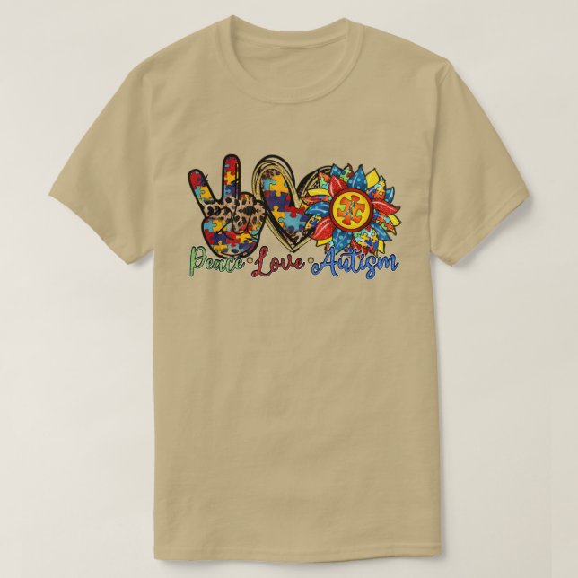 Peace Love Autism Awareness Pop It Fidget Toy Auti T-Shirt (Design Front)