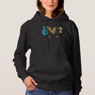 Peace Love Autism Cool Awareness Asd Hippie Men Wo Hoodie
