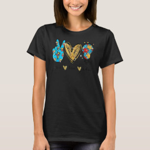 Peace Love Autism Cool Awareness Asd Hippie Men Wo T-Shirt