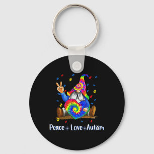 Peace Love Autism Gnome Autism Tie Dye Autism Awar Key Ring