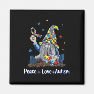 Peace Love Autism Gnome Autism Tie Dye Autism Awar Magnet