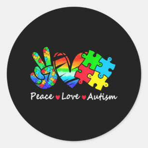 Peace Love Autism In April We Wear Blue Autism Classic Round Sticker