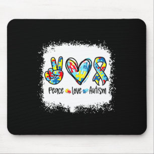 Peace Love Autism In April We Wear Blue For Autism Mouse Pad
