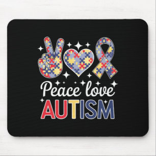 Peace Love Autism In April We Wear Blue For Autism Mouse Pad