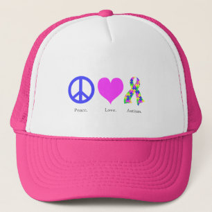 Peace. Love. Autism. (pastel coloured) Hat