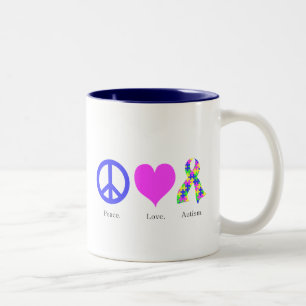 Peace. Love. Autism. (pastel coloured) Mug