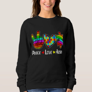 Peace Love Autism Poppin Autism Awareness Month Fi Sweatshirt