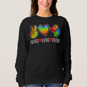 Peace Love Autism Poppin Autism Awareness Month Fi Sweatshirt