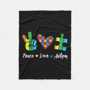 Peace Love Autism Puzzle Awareness Autistic Men Wo Fleece Blanket